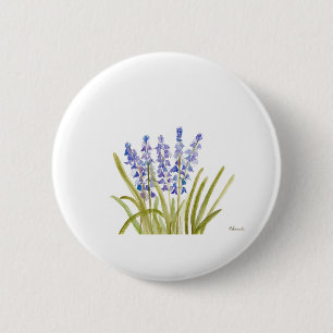 Bóton Redondo 5.08cm Bluebells flores elegante aquarela