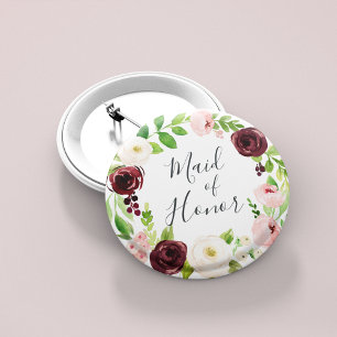 Bóton Redondo 5.08cm Blush Romance Madrinha de casamento
