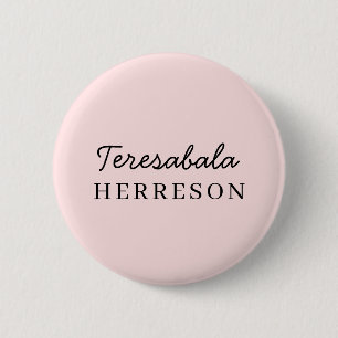 Bóton Redondo 5.08cm Blush Rosa Monograma   Minimalista Chic Feminino 