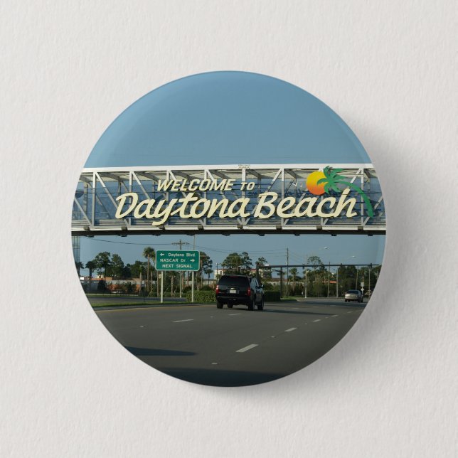 Bóton Redondo 5.08cm Boa vinda a Daytona Beach (Frente)