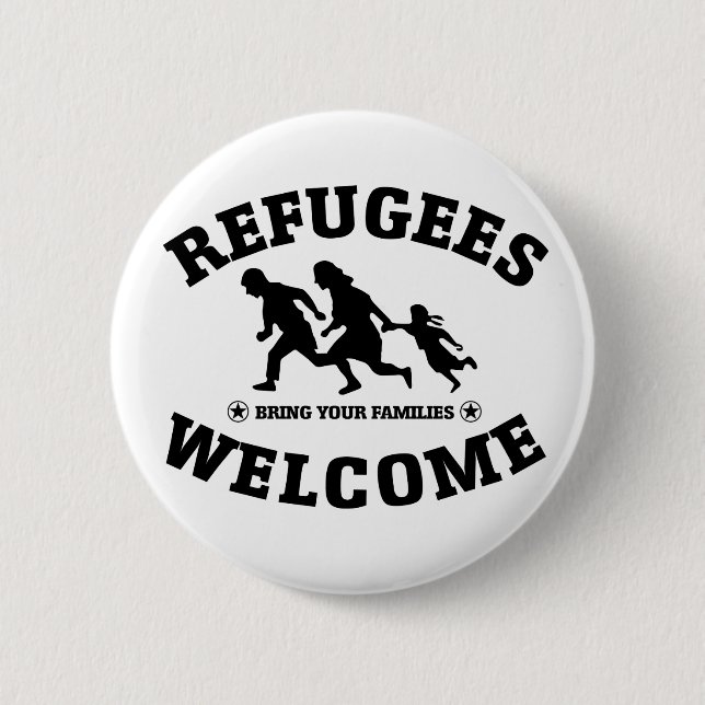 Bóton Redondo 5.08cm Boa vinda dos refugiados (Frente)
