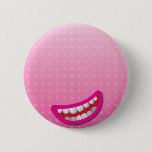 Bóton Redondo 5.08cm Boca de riso de LOL com os dentes bonitos!