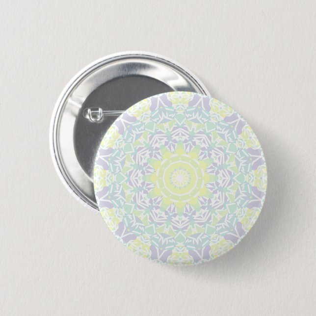 Bóton Redondo 5.08cm Boho Hippie Mandala, Colorido Geométrico (Frente & Verso)