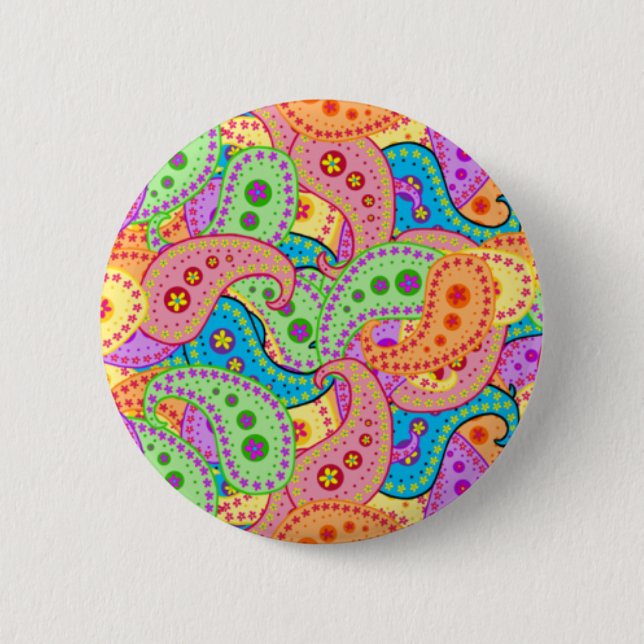 Bóton Redondo 5.08cm Boho Paisley (Frente)