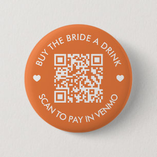 Bóton Redondo 5.08cm Boho Terracotta Convide Uma Bebida QR Code