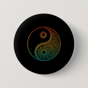 Bóton Redondo 5.08cm Boho Yin Yang Mandala Zen Meditação Taoísmo Tai Ch