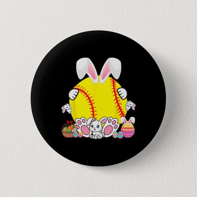 Bóton Redondo 5.08cm Bola Bunny Sofball Fumaça Páscoa Jogador de Ventil (Frente)