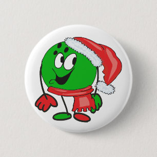 Bóton Redondo 5.08cm Bola de boliche do Natal feliz que veste um boné