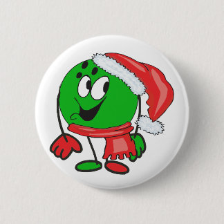 Bóton Redondo 5.08cm Bola de boliche do Natal feliz que veste um boné