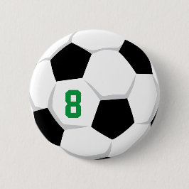 Bóton Redondo 5.08cm Bola de Futebol Branca Preta Verde Número da Equip