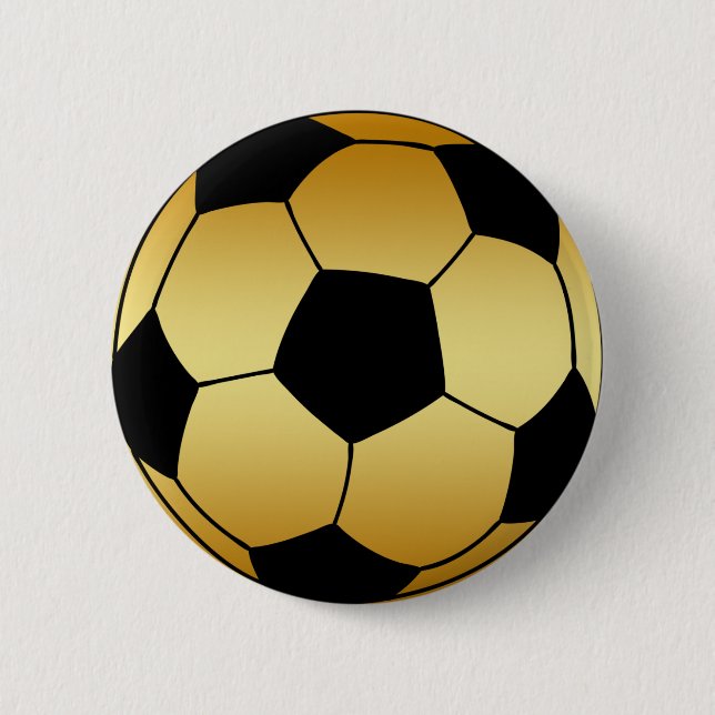 BÓTON REDONDO 5.08CM BOLA DE FUTEBOL DOURADO E PRETA (Frente)