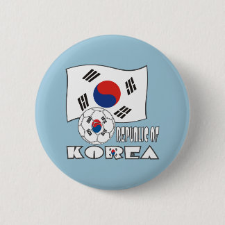 Bóton Redondo 5.08cm Bola de Futebol e Bandeira da República da Coreia 