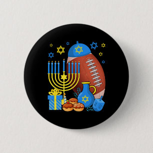 Bóton Redondo 5.08cm Bola de futebol judaica engraçada Menorah Happy Ha