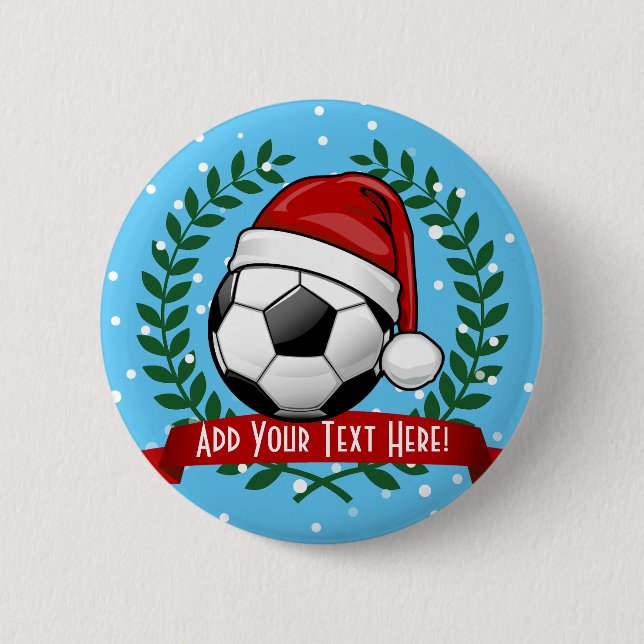 Bóton Redondo 5.08cm Bola de futebol que veste um Natal do chapéu do (Frente)