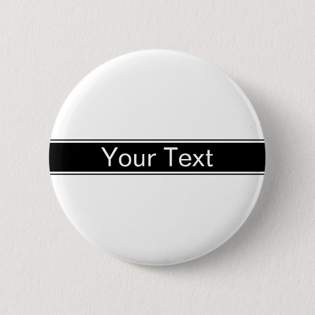 Bóton Redondo 5.08cm Bold Black & White Stripe Editable Text (Frente)