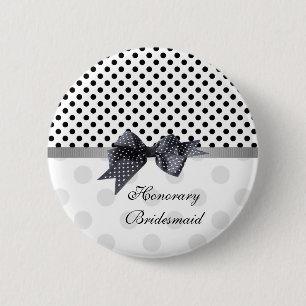 Bóton Redondo 5.08cm Bolinhas preto e branco que Wedding Bridesm