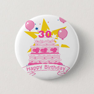 Bóton Redondo 5.08cm Bolo de aniversário das pessoas de 30 anos