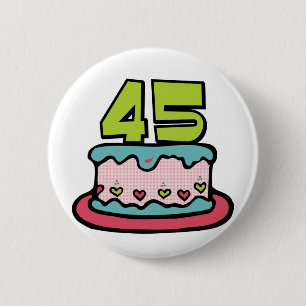 Bóton Redondo 5.08cm Bolo de aniversário das pessoas de 45 anos