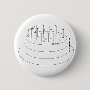 Bóton Redondo 5.08cm Bolo de aniversário - estilo arquitectónico