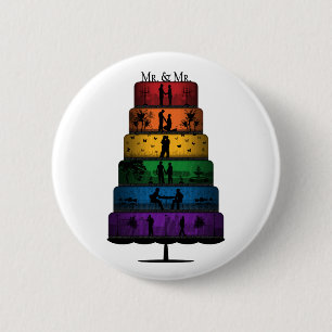 Bóton Redondo 5.08cm Bolo de casamento do orgulho gay