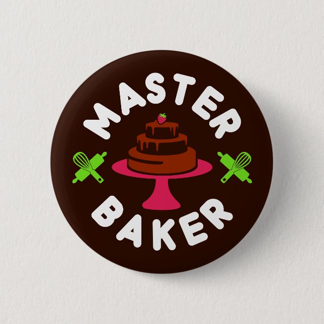 Bóton Redondo 5.08cm Bolo de Chocolate Mínimo Mestre Baker (Frente)