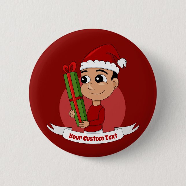 Bóton Redondo 5.08cm Bolo de desenho animado de Natal (Frente)