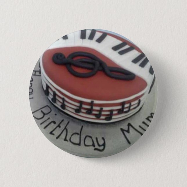 Bóton Redondo 5.08cm Bolo de mãe de aniversário feliz (Frente)