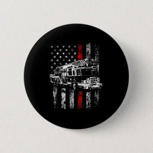 Bóton Redondo 5.08cm Bombeiro Bandeira Americana Linha Vermelha Fina Bo