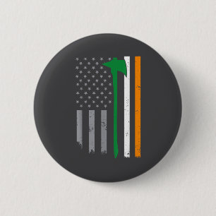 Bóton Redondo 5.08cm Bombeiro Irlandês Bandeira Americana Legal Dia de