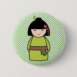 Bóton Redondo 5.08cm Boneca Kokeshi Japonesa Botão