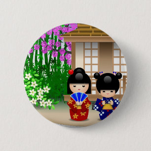 Bóton Redondo 5.08cm Bonecas e Teahouse de Kokeshi