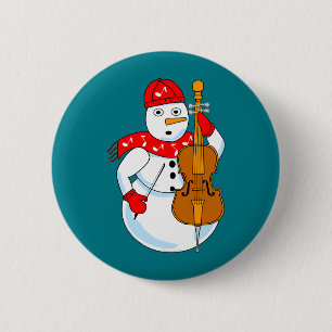 Bóton Redondo 5.08cm Boneco de Neve com Violoncelo