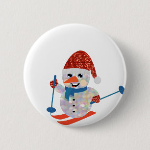 Bóton Redondo 5.08cm boneco de neve de natal