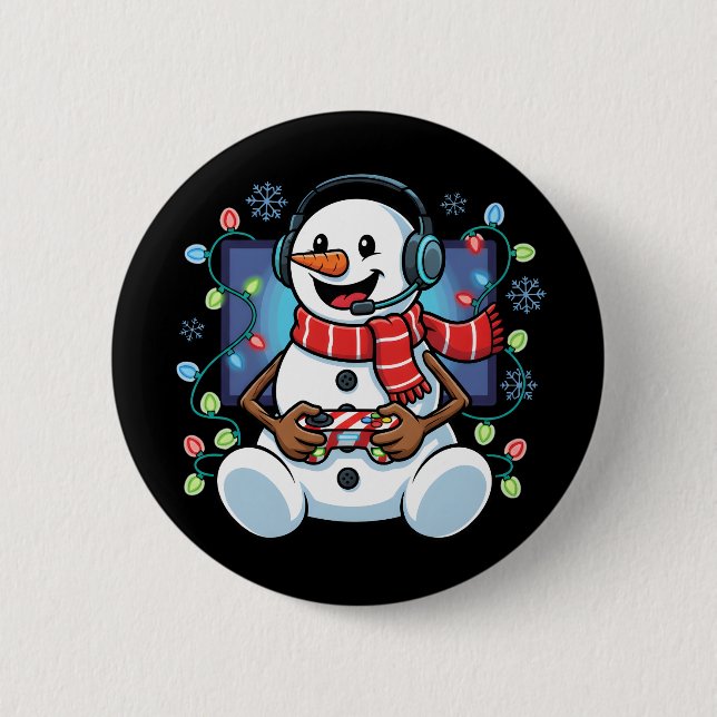 Bóton Redondo 5.08cm Boneco de Neve Gamer (Frente)