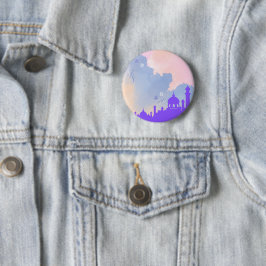 Bóton Redondo 5.08cm Bonita Watercolor, Mesquita Floral, Presente Islâm