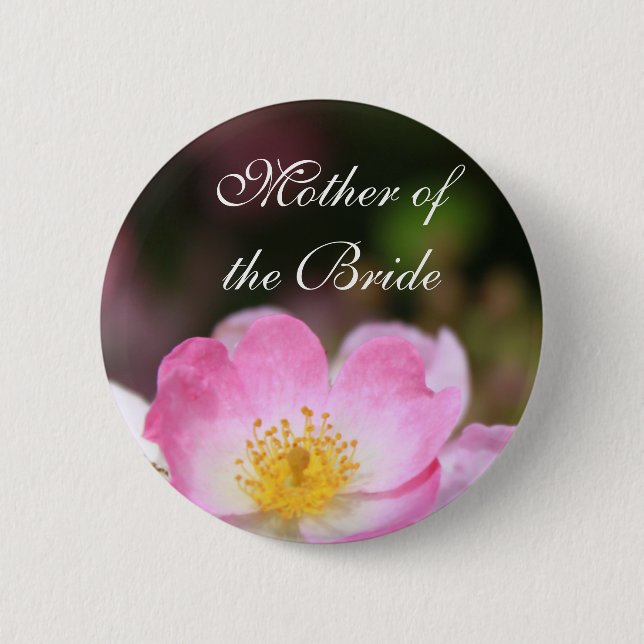 Bóton Redondo 5.08cm Bonito botão de flor rosa-rosa-rosa para casamento (Frente)