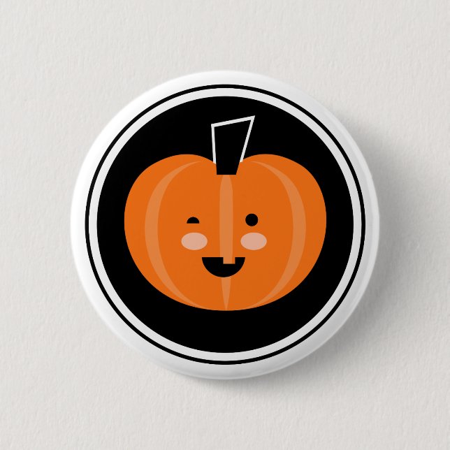 Bóton Redondo 5.08cm Boo! Botão Pinback de Abóbora Halloween (Frente)