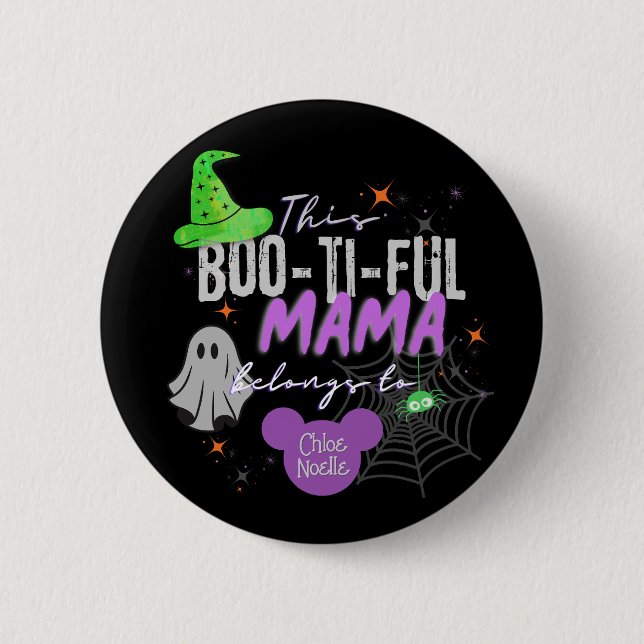 Bóton Redondo 5.08cm Boo-ti-ful Mama Pin | Presente de Halloween Person (Frente)