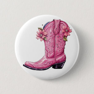 Bóton Redondo 5.08cm Boot Howdy, Moça Rosa Quente