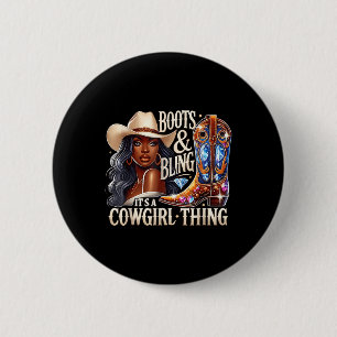 Bóton Redondo 5.08cm Boots &amp; Bling It A Cowgir Thing Black