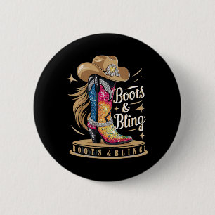 Bóton Redondo 5.08cm Boots & Bling It A Cowgirl Thing Rodeo Wester