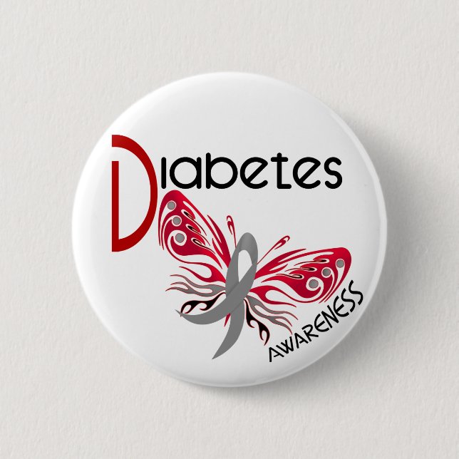 Bóton Redondo 5.08cm BORBOLETA 3 do diabetes (Frente)