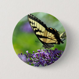 Bóton Redondo 5.08cm Borboleta amarela e preta na Lavanda