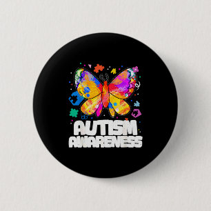 Bóton Redondo 5.08cm Borboleta apoio à conscientização do autismo quebr