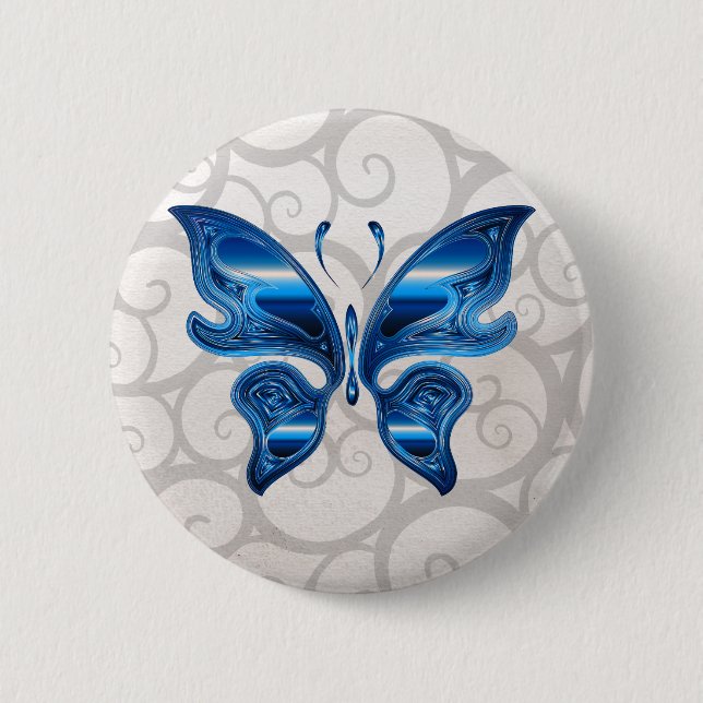 Bóton Redondo 5.08cm Borboleta azul (Frente)