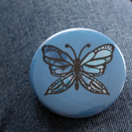 Bóton Redondo 5.08cm Borboleta Azul