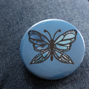 Bóton Redondo 5.08cm Borboleta Azul