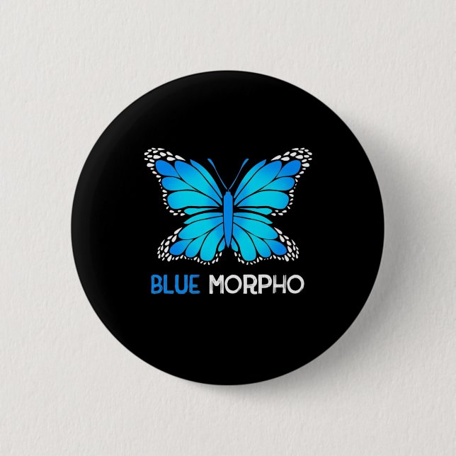 Bóton Redondo 5.08cm Borboleta Azul Morpho (Frente)