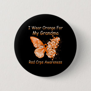 Bóton Redondo 5.08cm Borboleta Eu Visto Laranja Para Minha Avó RSD CRPS