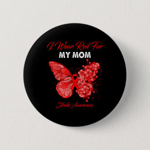 Bóton Redondo 5.08cm Borboleta Eu Visto Vermelho Para Minha Mãe Causar 